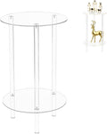 Acrylic Detachable End Table, Round Acrylic Coffee Table, 2 Tier Multifuntional Clear Nightstand End Table for Small Spaces, Detachable Beside Table for Living Room, Bedroom, Study Room, 12"