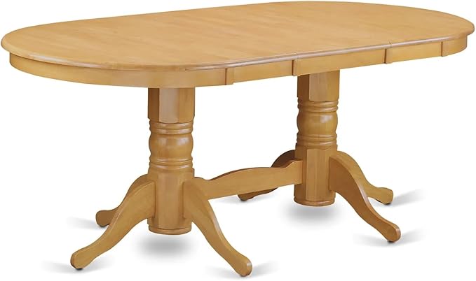 East West Furniture VAAS7-OAK-28 7 Piece Kitchen Dining Table Set Includes A Wooden Kitchen Table and 6 Brown Textured Polyester Fabric Parson Chairs, Oak