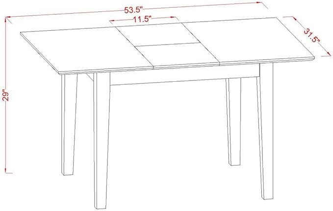 East West Furniture NODA5-LWH-C 5 Piece Kitchen Table & Chairs Set Includes a Rectangle Dining Table with Butterfly Leaf and 4 Linen Fabric Dining Room Chairs, 32x54 Inch, Linen White