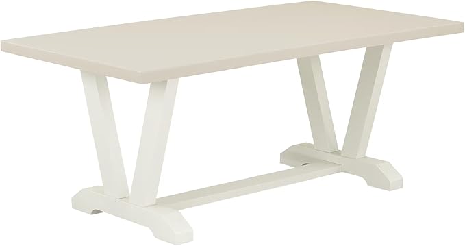 East West Furniture V027MZ015-9 9 Piece Kitchen Table & Chairs Set Includes a Rectangle Dining Room Table with V-Legs and 8 Baby Blue Linen Fabric Parsons Chairs, 40x72 Inch, Multi-Color
