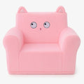 Cute Animal Toddler Foam Chair, Soft Faux Rabbit Fur, Comfy Toddler Lounge Chair and Couch with Arms, Removable Washable Cover, Kids Reading, Relaxing, for Playroom, Bedroom, Ages 1-3, Pink Cat