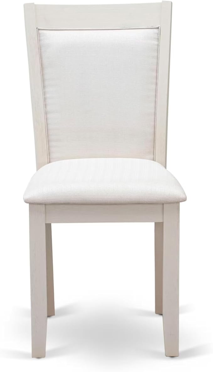 East West Furniture V077MZ001-9 9 Piece Modern Dining Table Set Includes a Rectangle Wooden Table with V-Legs and 8 Cream Linen Fabric Parson Dining Chairs, 40x72 Inch, Multi-Color