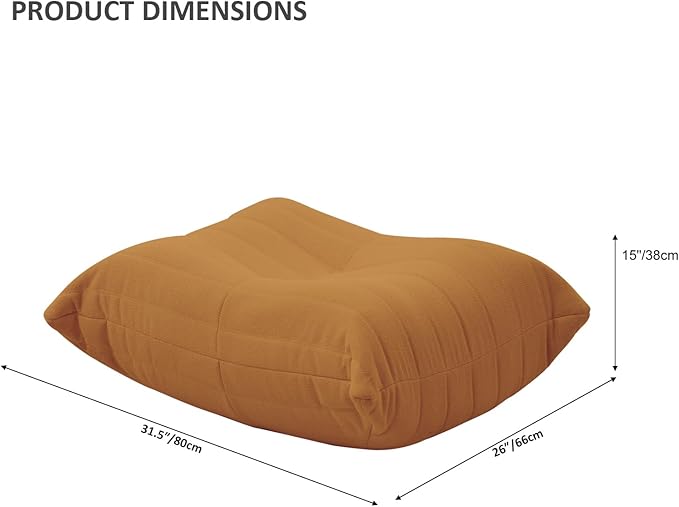Luxury Ottomans, Modern Square Foot Rest for Sofa Couch Chair, Lazy Floor Seating, Fireside Bean Bag Chair, Tatami Sofa Lounger for Living Room, Bedroom, Office, Brown
