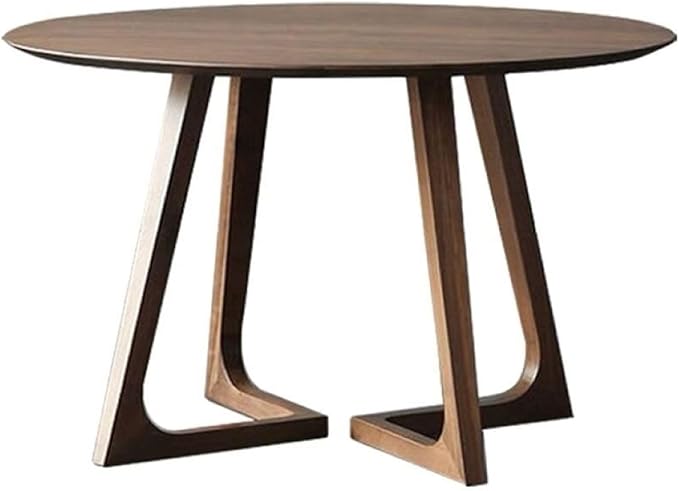 Round Rubber Solid Wood Dining Table - Mid Century Modern Style with V-Shaped Wooden Frame Base, Multi-Functional as Meeting/Coffee/Leisure Table,Space Saving Design,24”