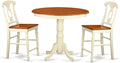 East West Furniture JAKE3-WHI-W 3 Piece Counter Height Dining Set for Small Spaces Contains a Round Wooden Table with Pedestal and 2 Kitchen Chairs, 36x36 Inch, Buttermilk & Cherry