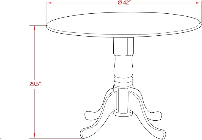 East West Furniture DMAV3-LWH-W 3 Piece Dining Room Table Set Contains a Round Dining Table with Dropleaf and 2 Wood Seat Chairs, 42x42 Inch, Linen White