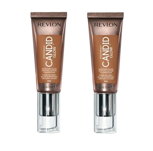 Pack of 2 Revlon Photoready Candid Glow Moisture Glow Anti-Pollution Foundation, Mocha 550