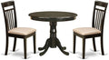 East West Furniture ANCA3-CAP-C 3 Piece Kitchen Table Set for Small Spaces Contains a Round Dining Table with Pedestal and 2 Linen Fabric Dining Room Chairs, 36x36 Inch, Cappuccino