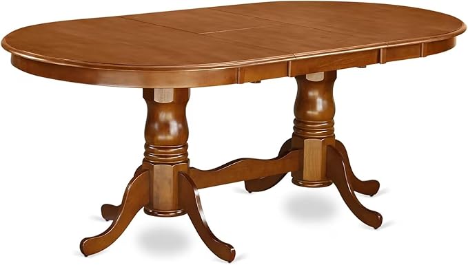 East West Furniture PLAV7-SBR-C 7 Piece Dining Table Set Consist of an Oval Wooden Table with Butterfly Leaf and 6 Linen Fabric Dining Room Chairs, 42x78 Inch, Saddle Brown