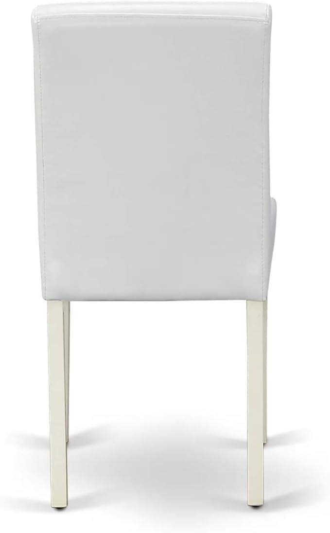 East West Furniture LGAB7-LWH-64 7 Piece Modern Dining Table Set Consist of a Rectangle Wooden Table with Butterfly Leaf and 6 White Faux Leather Upholstered Chairs, 42x84 Inch, Linen White