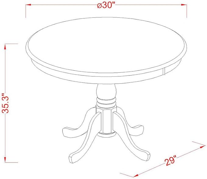 East West Furniture EDBU5-MAH-LC 5 Piece Counter Height Pub Set Includes a Round Dining Table with Pedestal and 4 Faux Leather Upholstered Kitchen Chairs, 30x30 Inch, Mahogany