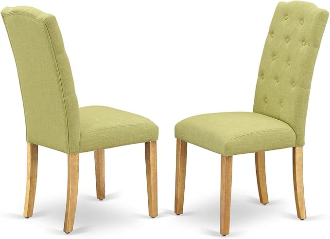 East West Furniture NOCE5-OAK-07 5 Piece Dining Table Set Includes a Rectangle Kitchen Table with Butterfly Leaf and 4 Limelight Linen Fabric Parson Dining Chairs, 32x54 Inch, Oak