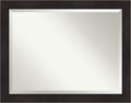 Amanti Art Brown Bathroom Mirror for Over Sink, 36x46 Furniture Espresso Rectangle Vanity Mirror, X-Large Casual Frame, Hangs Horizonally and Vertically, Bathroom Wall Decor, Beveled Edge from WI, USA