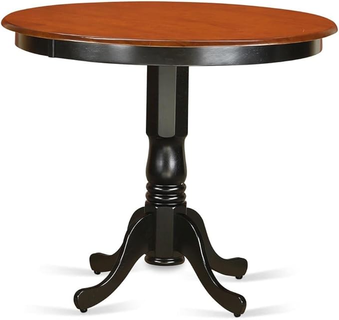 East West Furniture TRFA5-BLK-W 5 Piece Counter Height Pub Set Includes a Round Dining Room Table and 4 Kitchen Chairs, 42x42 Inch, Black & Cherry
