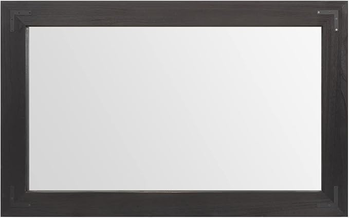 YOSHOOT Rustic Wooden Framed Wall Mirror, Natural Wood Bathroom Vanity Mirror for Farmhouse Decor, Vertical or Horizontal Hanging