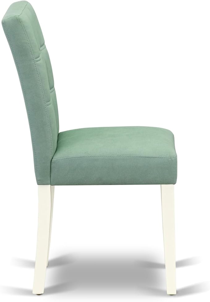 East West Furniture VAAS9-LWH-43 9 Piece Dining Room Set Includes A Wooden Dining Table and 8 Willow Green Polyester Fabric Parsons Chairs, Linen White