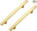 10 Pack Cabinet Handles 4" Hole Center - Curved Cabinet Pulls Brushed Brass Drawer Pulls for Kitchen Cupboard Solid Handles for Dresser Drawer Arch Closet Hardware