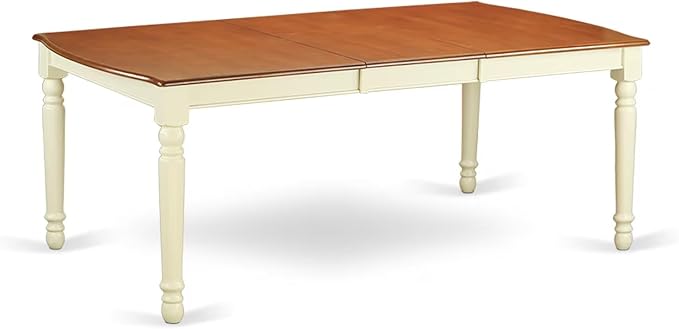 East West Furniture DOKE7-WHI-W 7 Piece Kitchen Table & Chairs Set Consist of a Rectangle Dining Room Table with Butterfly Leaf and 6 Solid Wood Seat Chairs, 42x78 Inch, Buttermilk & Cherry