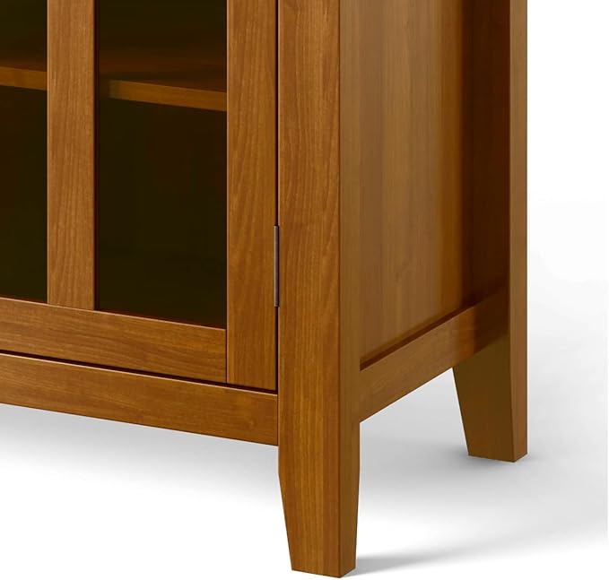 SIMPLIHOME Artisan SOLID WOOD 53 inch Wide Transitional TV Media Stand in Honey Brown For TVs up to 60 inches for the Living Room and Entertainment Center