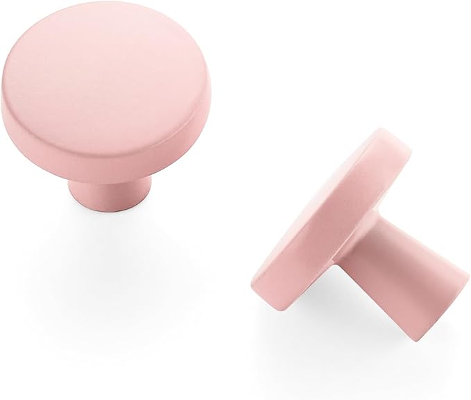 Ravinte 10 Pack Drawer Pulls 1-1/4 Inch Pink Kitchen Cabinet Knobs Solid Round Dresser Handles for Simple Cupboard Hardware