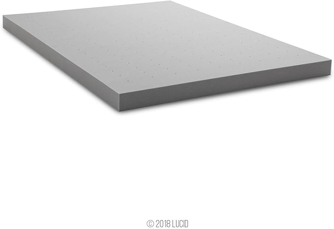 Lucid 4 Inch Bamboo Infused Memory Foam Mattress Topper - King Size – Cooling Ventilation – Pressure Relieving Bed Topper - Mattress Pad – CertiPur Certified