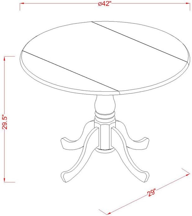 East West Furniture DLBA5-BLK-05 5 Piece Dining Set Includes a Round Dining Room Table with Dropleaf and 4 Grey Linen Fabric Upholstered Parson Chairs, 42x42 Inch, Black