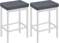 HOOBRO Bar Stools, 24.8-Inch Height Stools, Breakfast Bar Stools, Kitchen Bar Chairs, 2" Thick Upholstery, for Kitchen, Dining Room, Cafe, Bar Counter, White and Gray WG21BY01