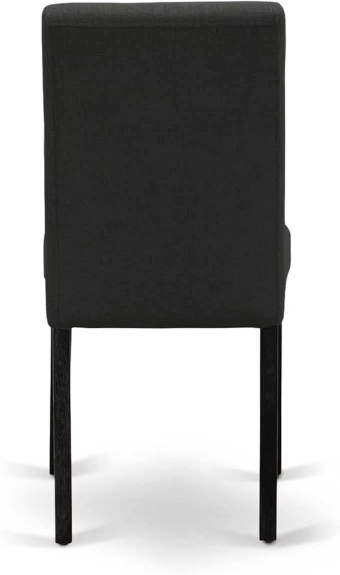 East West Furniture V697AB624-5 5 Piece Dining Table Set Includes a Rectangle Dining Room Table with V-Legs and 4 Black Color Linen Fabric Upholstered Chairs, 40x72 Inch, Multi-Color
