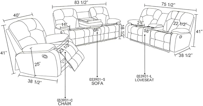 Manual Breathing Leather Recliner Sofa, Leather Recliner Couch, Comfortable Wide Lazy Leather Sofa for Living Room (Brown, 3-Piece)