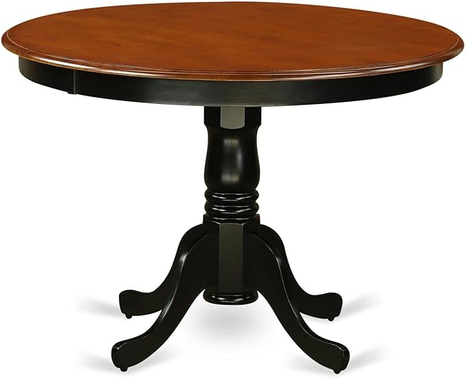 East West Furniture HLWE3-BCH-W 3 Piece Dining Room Table Set Contains a Round Kitchen Table with Pedestal and 2 Dining Chairs, 42x42 Inch, Black & Cherry