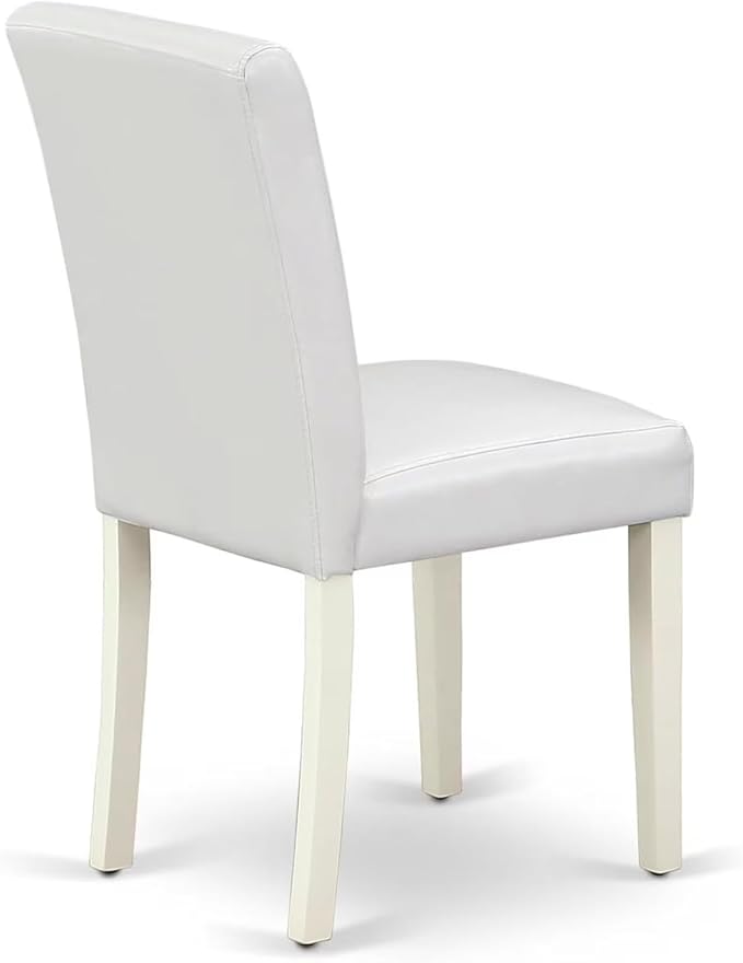 East West Furniture LGAB9-LWH-64 9 Piece Dining Table Set Includes a Rectangle Kitchen Table with Butterfly Leaf and 8 White Faux Leather Upholstered Chairs, 42x84 Inch, Linen White