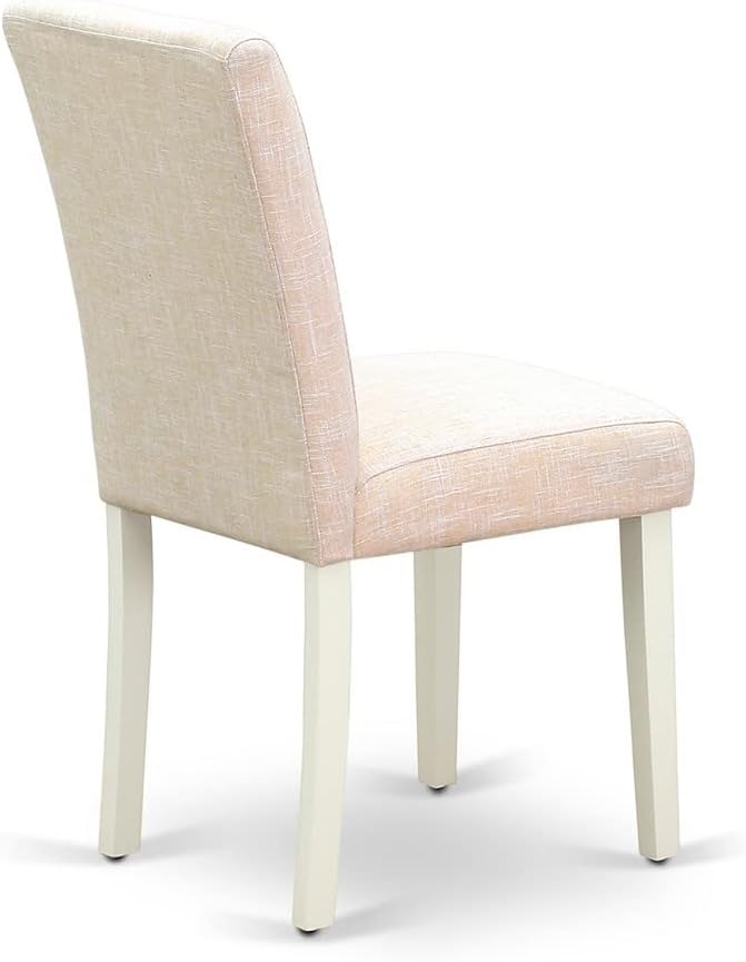 East West Furniture LGAB5-LWH-02 5 Piece Dining Set Includes a Rectangle Dining Room Table with Butterfly Leaf and 4 Light Beige Linen Fabric Upholstered Chairs, 42x84 Inch, Linen White