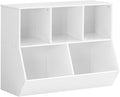 HOOBRO Kids Bookshelf - 39.4" L Toy Storage Cabinet, Bookcase Footboard, Cubby Shelf, Fit for Children's Room, Playroom, Hallway, Kindergarten, White WT132CW01