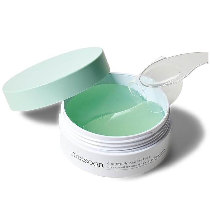 mixsoon Cica-Hyal Eye Patch - Soothing, Hydrating and Cooling Hydrogel Eye Patches, Gentle Care for Tired Eyes 84 g / 2.84 fl.oz. (30 pairs) Korean Glass Skin Care
