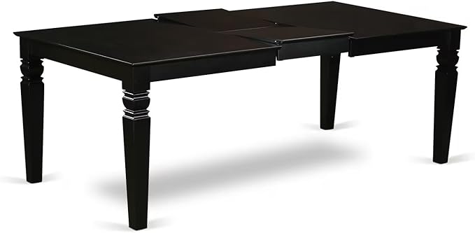East West Furniture LGDA5-BLK-C 5 Piece Dinette Set Includes a Rectangle Dining Room Table with Butterfly Leaf and 4 Linen Fabric Upholstered Dining Chairs, 42x84 Inch, Black