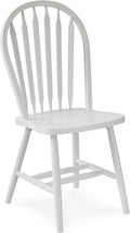 IC International Concepts Solid Wood Windsor ArrowBack Dining Chair with Plain Legs, White