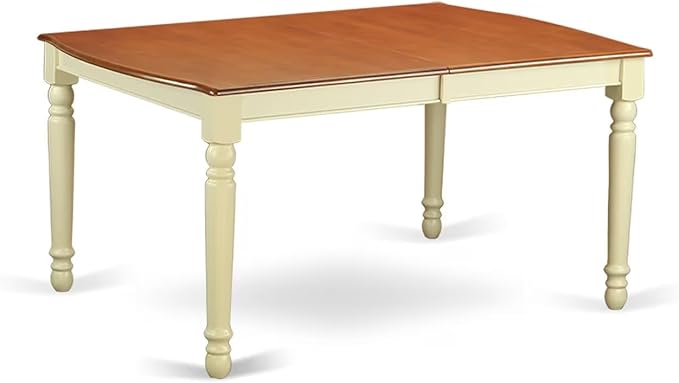 East West Furniture DOAN9-WHI-W 9 Piece Kitchen Table & Chairs Set Includes a Rectangle Dining Room Table with Butterfly Leaf and 8 Solid Wood Seat Chairs, 42x78 Inch, Buttermilk & Cherry