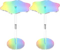 Rainbow Clear Side Table Small Acrylic End Tables 13.8 * 11.6 H: 21.3 Inch Modern Flower-Like Shape Drink Table for Small Spaces Sturdy Easy Assembly for Living Room Balcony Garden Office (2 Pack)