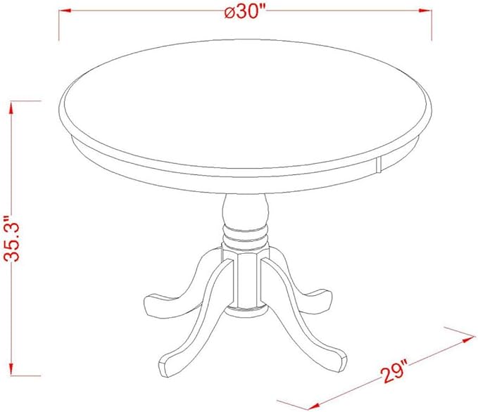 East West Furniture EDVN3-MAH-C 3 Piece Counter Set for Small Spaces Contains a Round Dining Room Table with Pedestal and 2 Linen Fabric Upholstered Chairs, 30x30 Inch, Mahogany