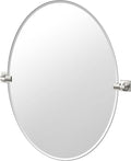 Gatco 5599LG Waterline Frameless Oval Mirror, 32 Inch, Satin Nickel