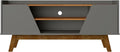 Manhattan Comfort Marcus Mid Century Modern 55 Inch TV Stand with Solid Wood Legs, Cable Management, 4 Shelves and Soft Close Doors, Entertainment Center and Media Console for Living Room, Grey