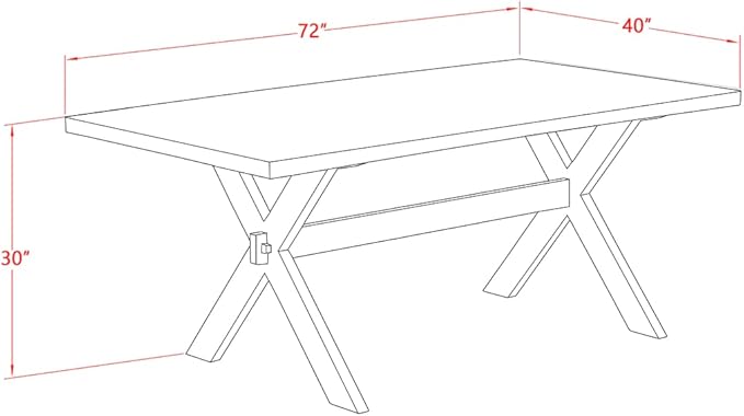 East West Furniture X727MZ716-7 7 Piece Kitchen Table Set Consist of a Rectangle Dining Table with X-Legs and 6 Dark Khaki Linen Fabric Parson Dining Chairs, 40x72 Inch, Multi-Color