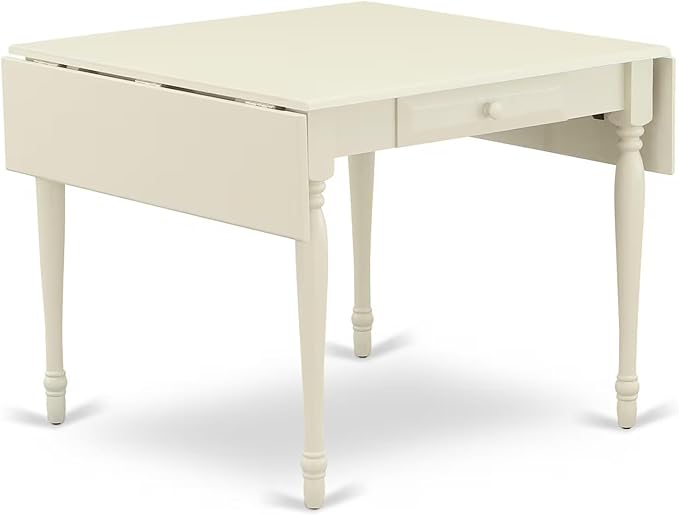 East West Furniture MZGR3-LWH-W 3 Piece Kitchen Table & Chairs Set Contains a Rectangle Dining Table with Dropleaf and 2 Dining Room Chairs, 36x54 Inch, Linen White