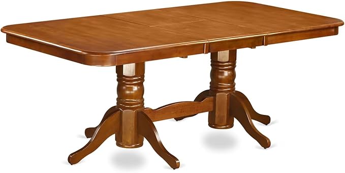 East West Furniture NANA7-SBR-W 7 Piece Kitchen Table Set Consist of a Rectangle Dining Table with Butterfly Leaf and 6 Dining Chairs, 40x78 Inch, Saddle Brown