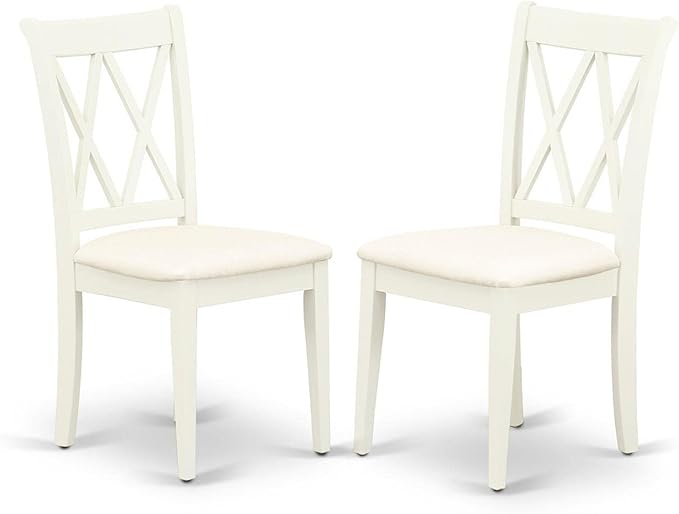 East West Furniture SHCL5-WHI-C 5 Piece Dining Room Table Set Includes a Round Kitchen Table with Pedestal and 4 Linen Fabric Upholstered Dining Chairs, 42x42 Inch, Linen White