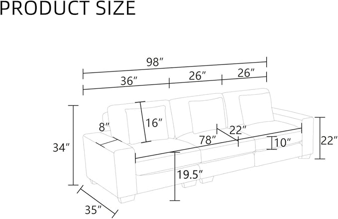 Sectional Couches for Living Room, Stylish Sectional Loveseat Sofa with Deep Seats, Living Room Furniture Home Sofa for Small Space, Warm Gray