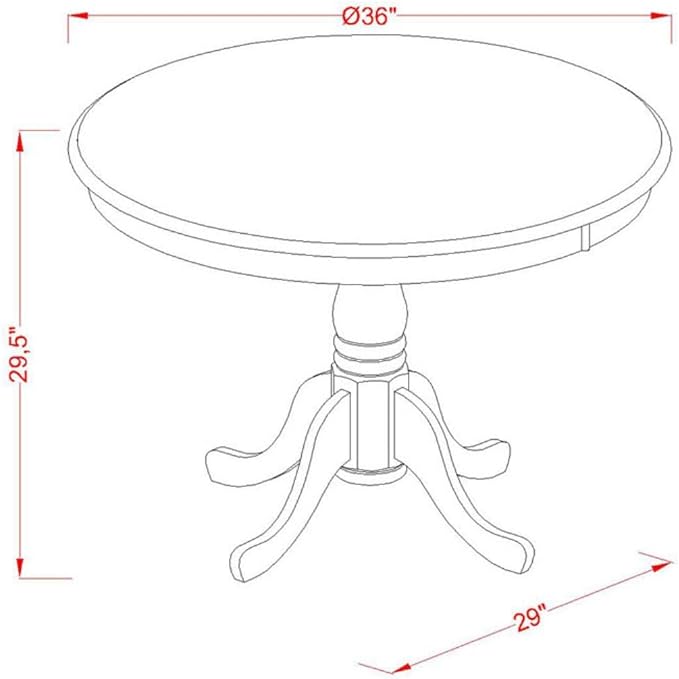 East West Furniture ANEN5-OAK-07 5 Piece Kitchen Table Set for 4 Includes a Round Dining Room Table with Pedestal and 4 Limelight Linen Fabric Parson Dining Chairs, 36x36 Inch, Oak