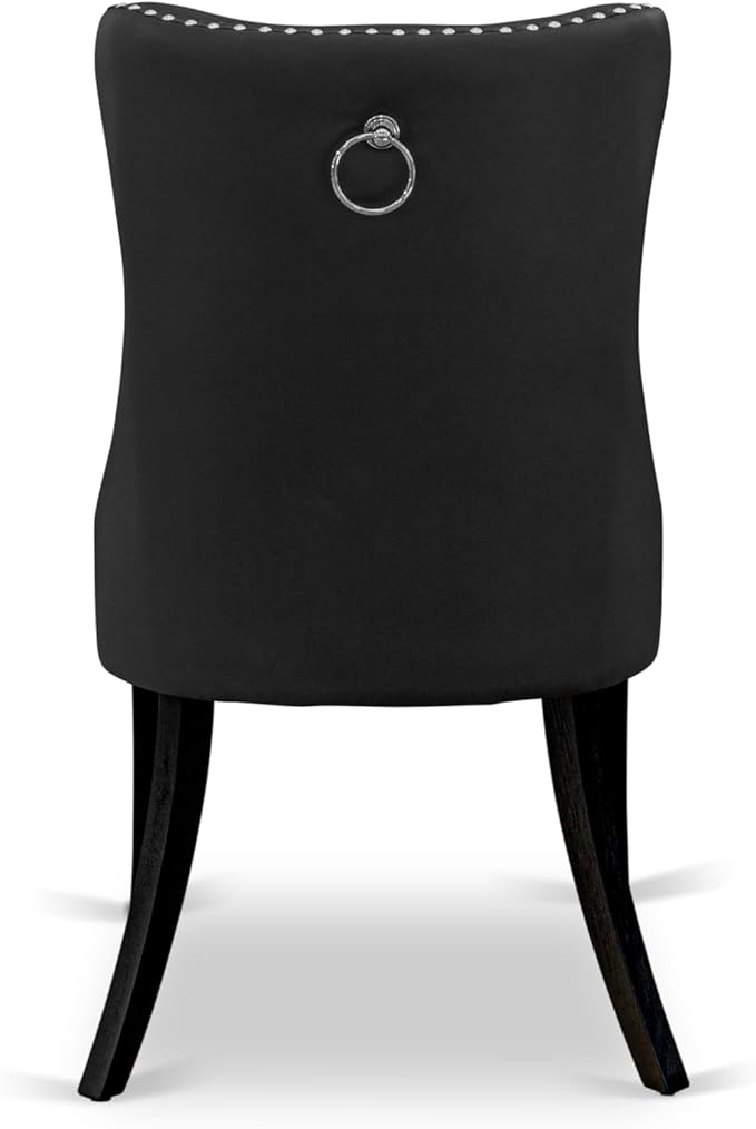 East West Furniture LGDA7-BLK-12 7 Piece Dinette Set Contains a Rectangle Kitchen Table with Butterfly Leaf and 6 Polyester Fabric Parson Dining Chairs, 42x84 Inch, Black