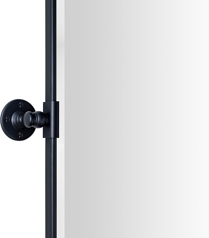 TEHOME 58 x 28'' Pivot Full Length Bathroom Vanity Mirror Matt Black Metal Framed Full Body Tilting Beveled Vanity Mirrors Wall Mounted Floor Pivoting Mirror for Bathroom, Living Room