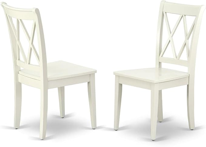 East West Furniture SHCL3-LWH-W 3 Piece Dining Table Set for Small Spaces Contains a Round Kitchen Table with Pedestal and 2 Dining Chairs, 42x42 Inch, Linen White